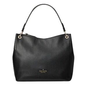 kate spade Black Leather Shoulder Bag with Gold Hardware